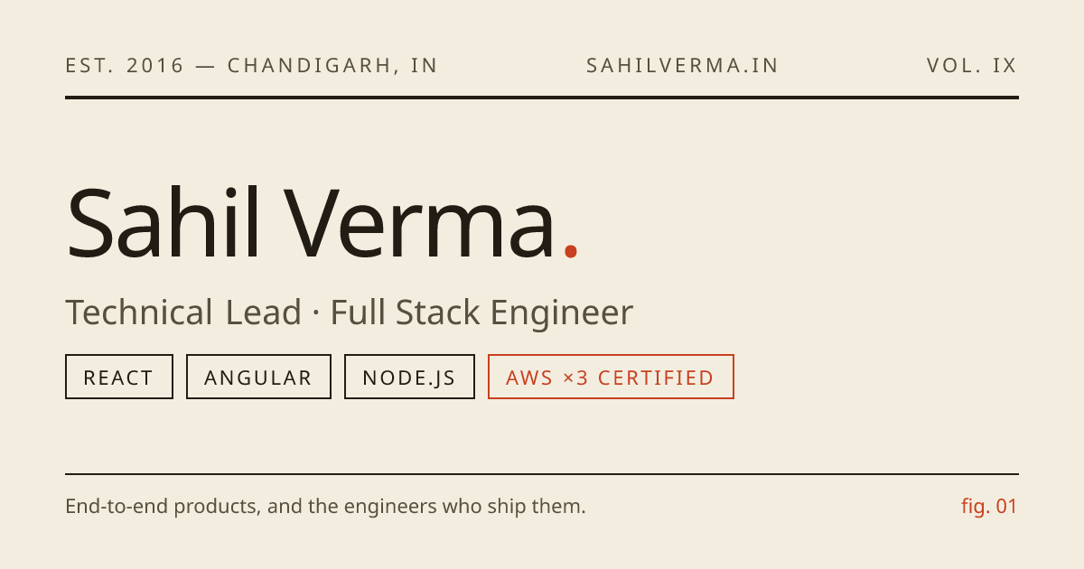 Sahil Verma — Fintech Full Stack Engineer · Technical Lead